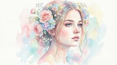 Chân dung nghệ thuật màu nước